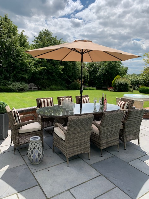 8 Savannah Armchairs Oval Table Set - Low Price for a Limited Time