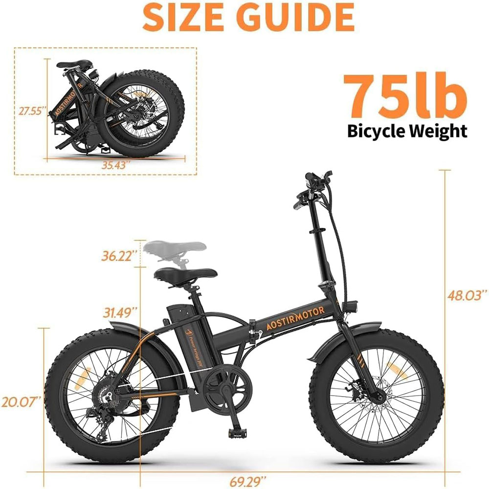 aostirmotor 500W(Peak 550W) Folding Electric Bike for Adults