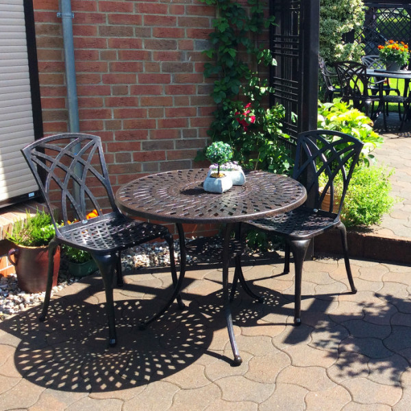 ANTIQUE BRONZE (2 SEATER SET) 90 cm round cast aluminium garden furniture set