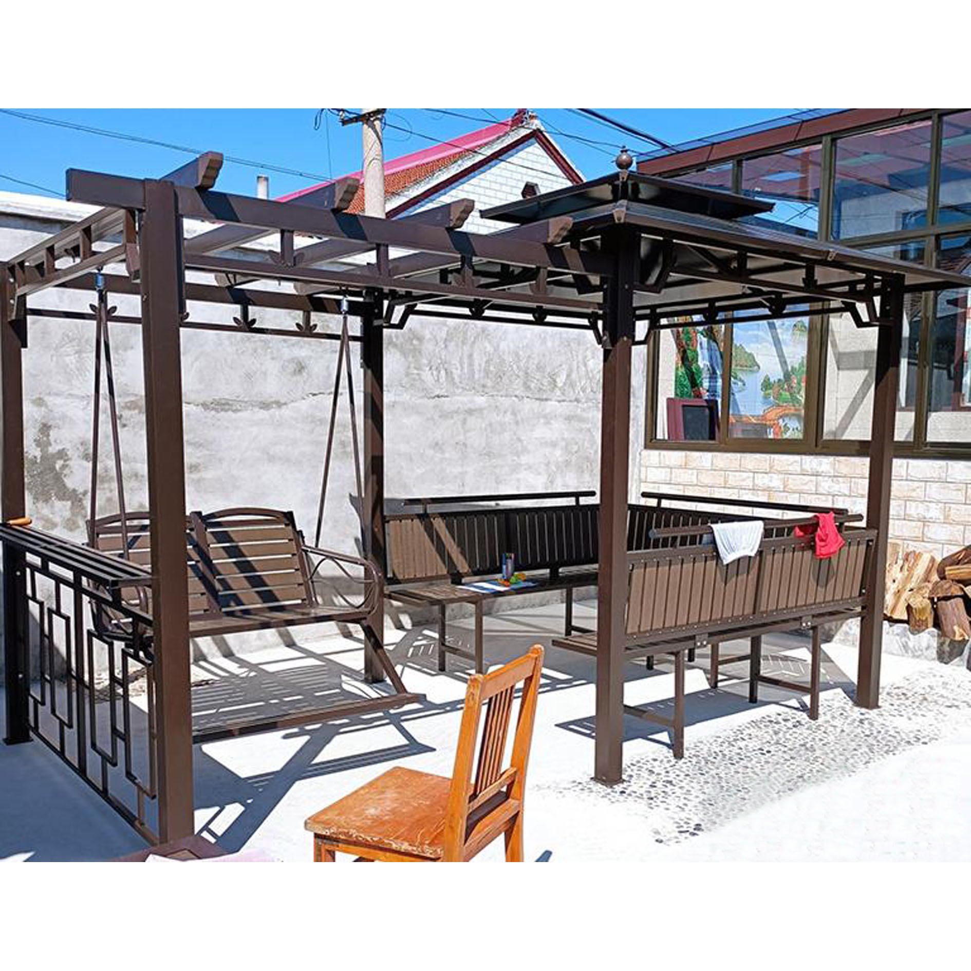 Yuanmao gazebo outdoor courtyard solid wood grape rack sunshade antiseptic wood swing villa garden pavilion canopy