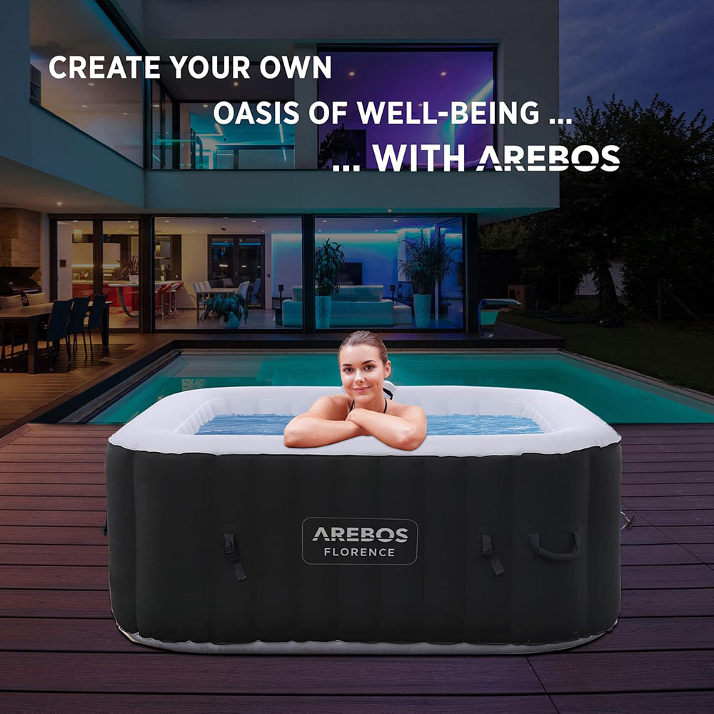 Arebos Inflatable Hot Tub | Indoor & Outdoor Spa Pool 2400 W | 4 persons
