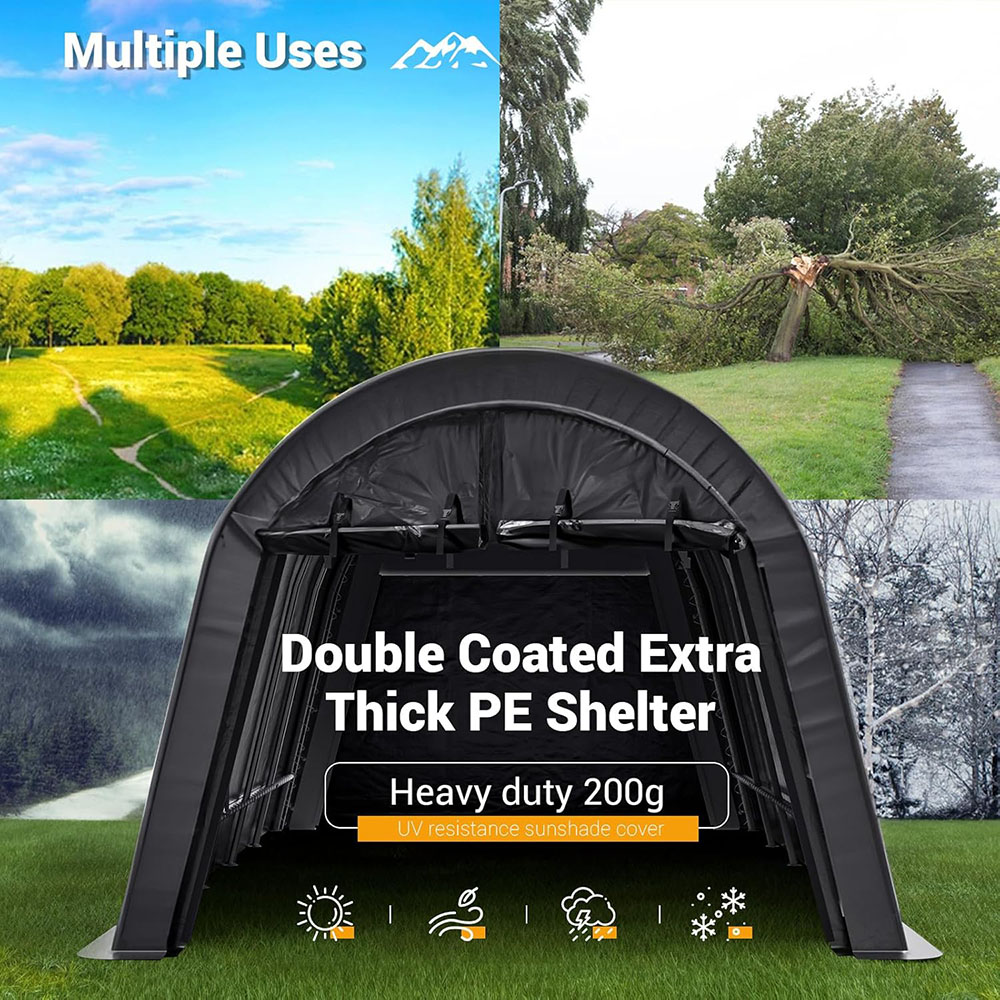 UDPATIO Heavy Duty Carport, Round Portable Garage Waterproof Snow Shelter Storage Shed