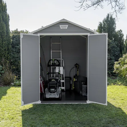 Keter Manor Outdoor Garden Storage Shed, Beige, 4 x8、6 x6、6 x 8 ft