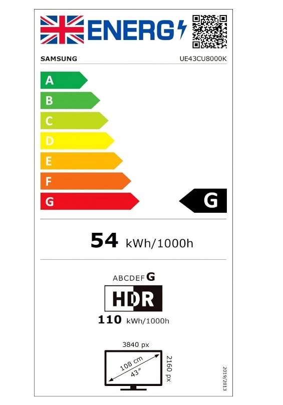 Samsung UE43CU8000 (2023) LED HDR 4K Ultra HD Smart TV, 43 inch with TVPlus, Black