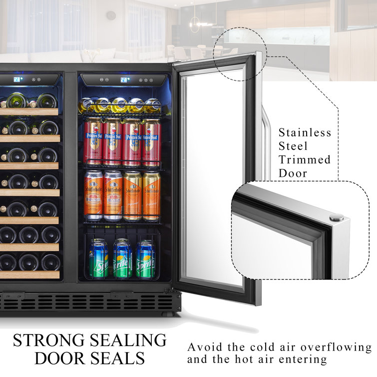 33 Bottle and 70 Can Freestanding Refrigeration Dual Zone Freestanding/Built-In Wine & Beverage Refrigerator (Part number: LW3370B)