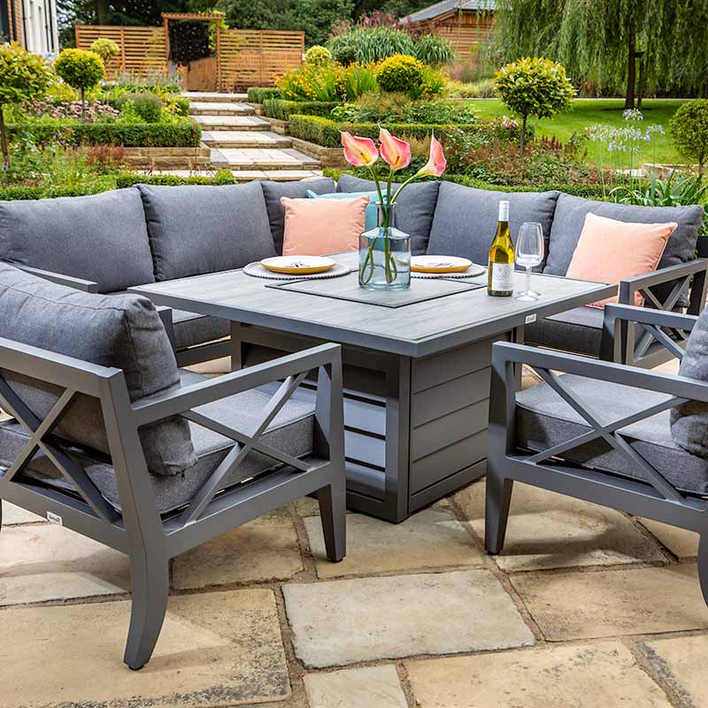 Hartman Sorrento Corner Lounge Set with Square Fire Pit Table