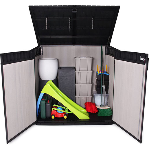 Keter Store It Out Grande Outdoor Plastic Garden Storage Shed, Grey and Black, 190 x 109 x 132 cm
