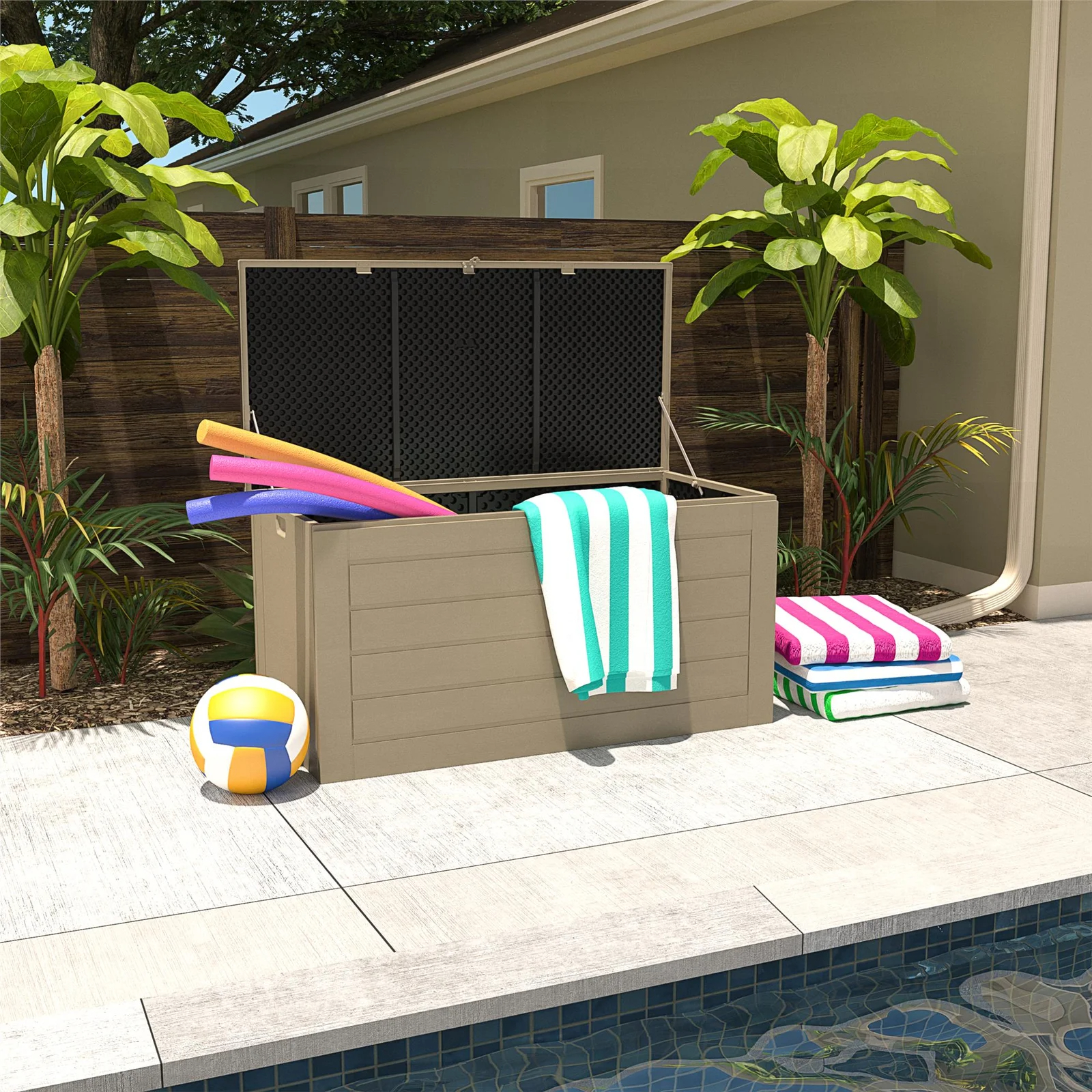 【Storage Shed】180 Gallon Water Resistant Plastic Lockable Deck Box