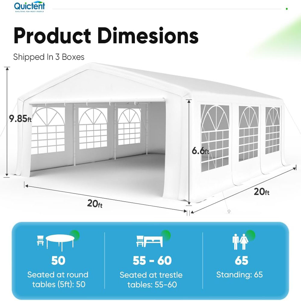 Quictent Party Tent Heavy Duty Outdoor Gazebo White Party Wedding Tent Canopy Shelter Carport